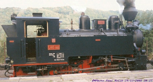 CZ steam locomotive series U46 by departure preparing in Třemešná.